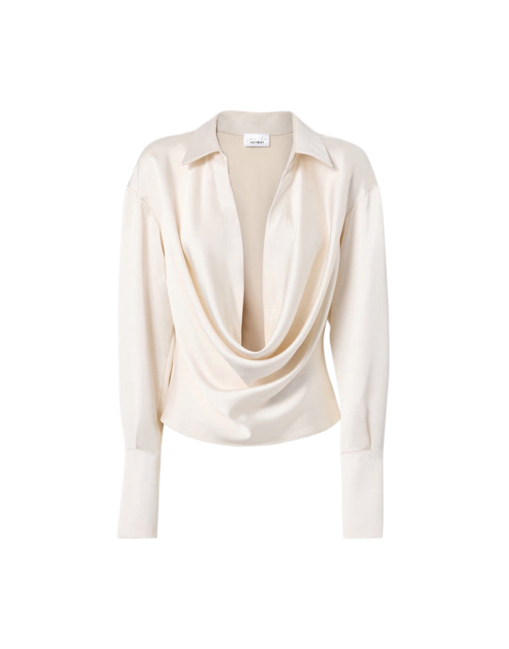 Cowl-Neck Draped Blouse