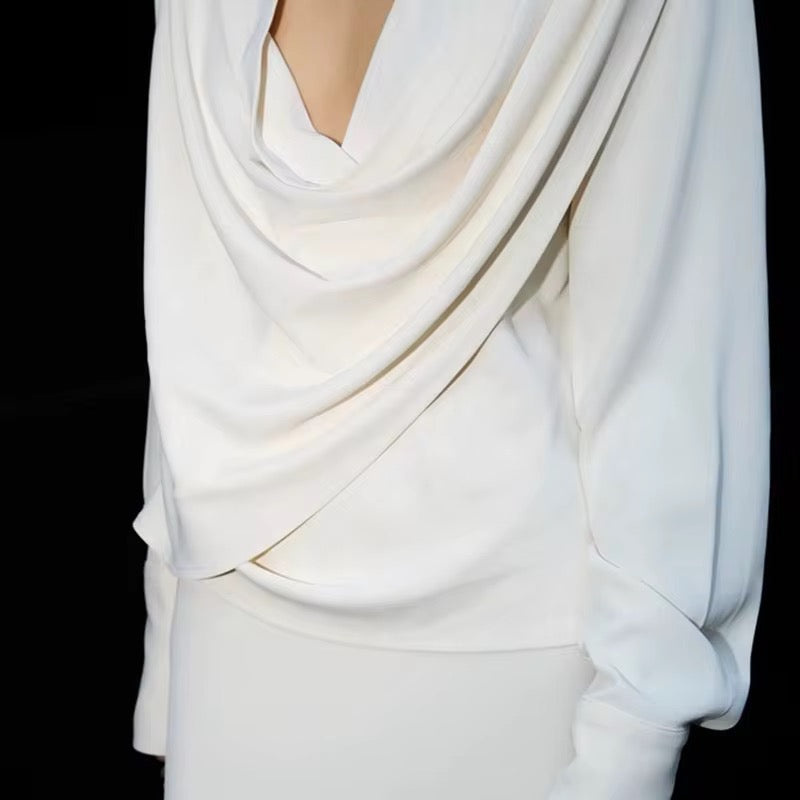 Cowl-Neck Draped Blouse