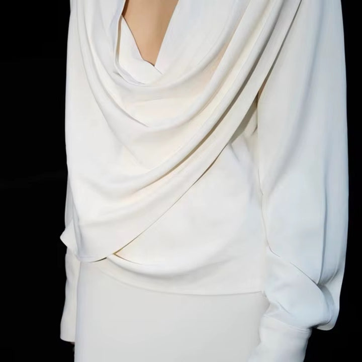 Cowl-Neck Draped Blouse