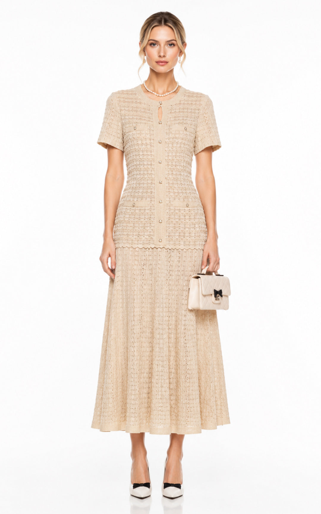 Pearl Blossom Knit Dress