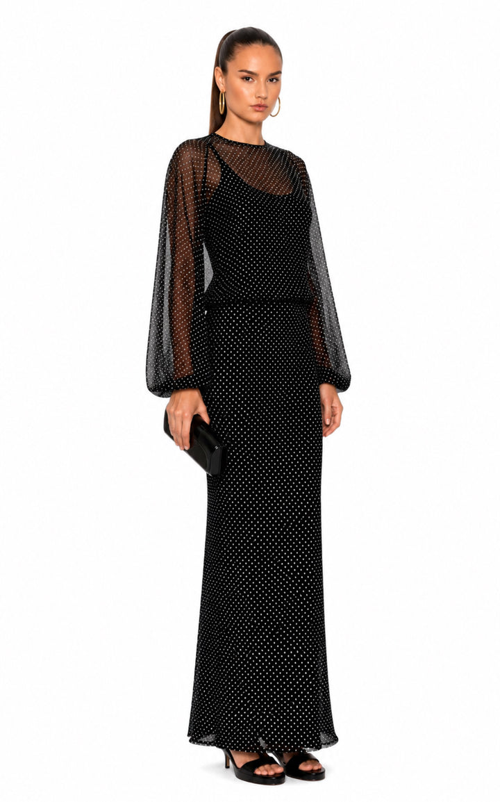 Margot Micro Polka Dot Maxi Dress