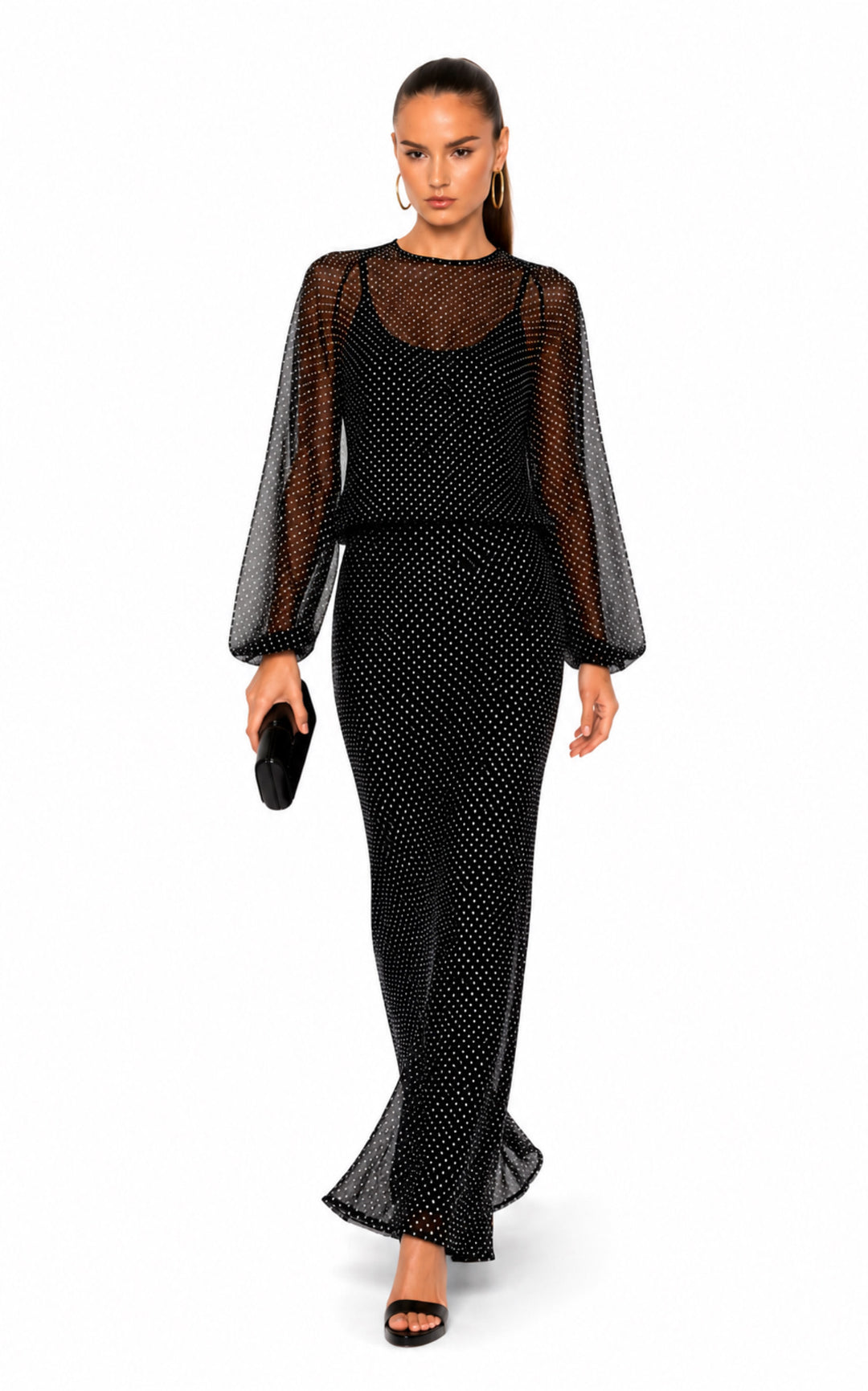 Margot Micro Polka Dot Maxi Dress