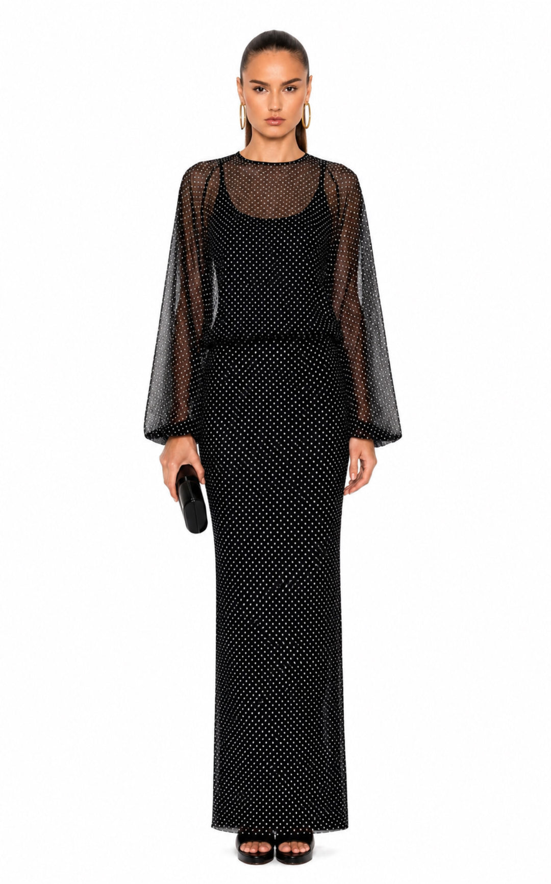 Margot Micro Polka Dot Maxi Dress