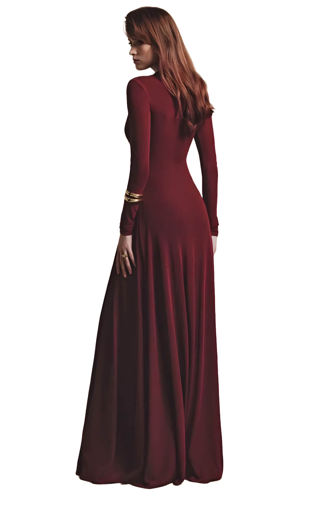 Crimson Draped Column Dress