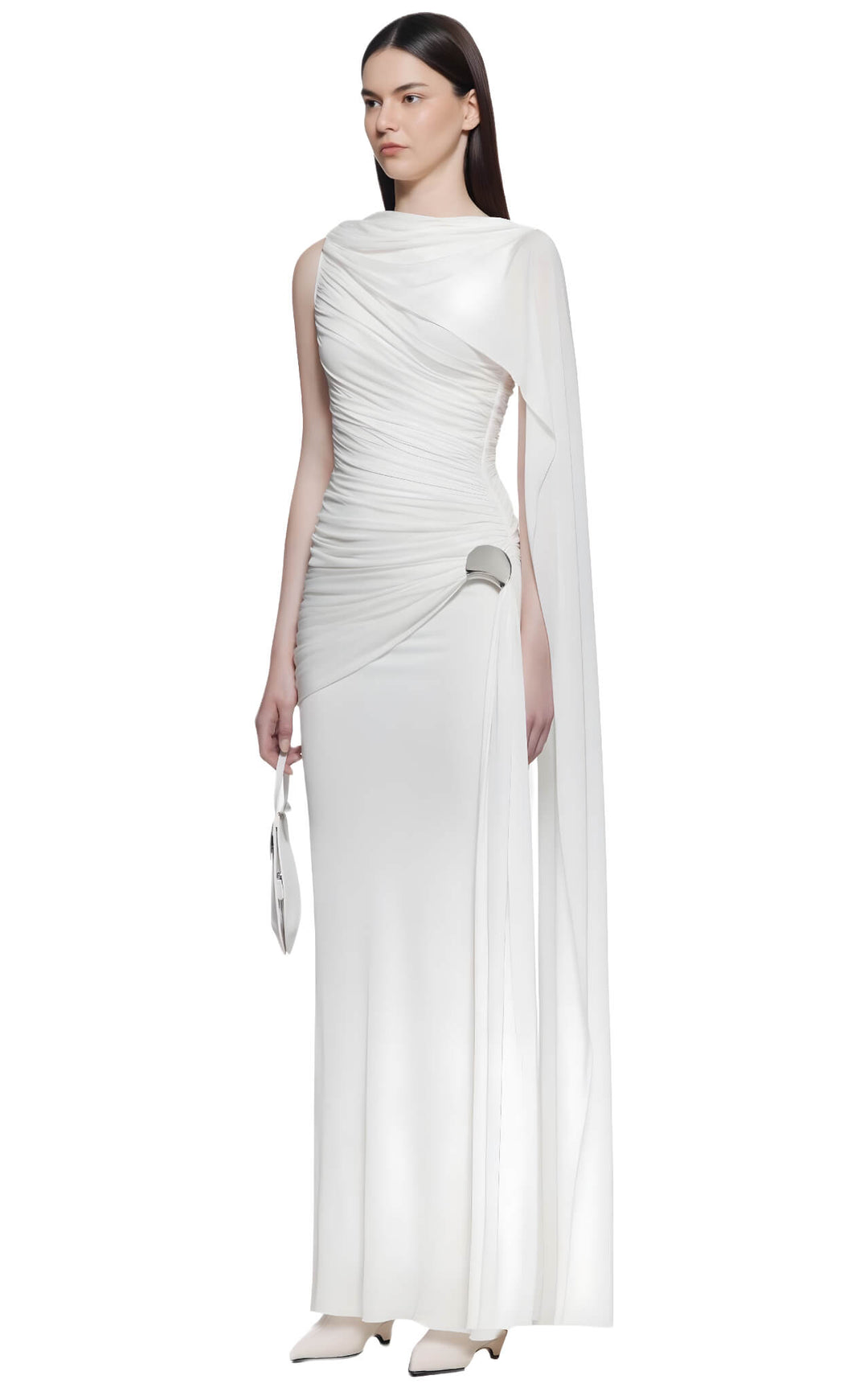 White Veil Draped Gown