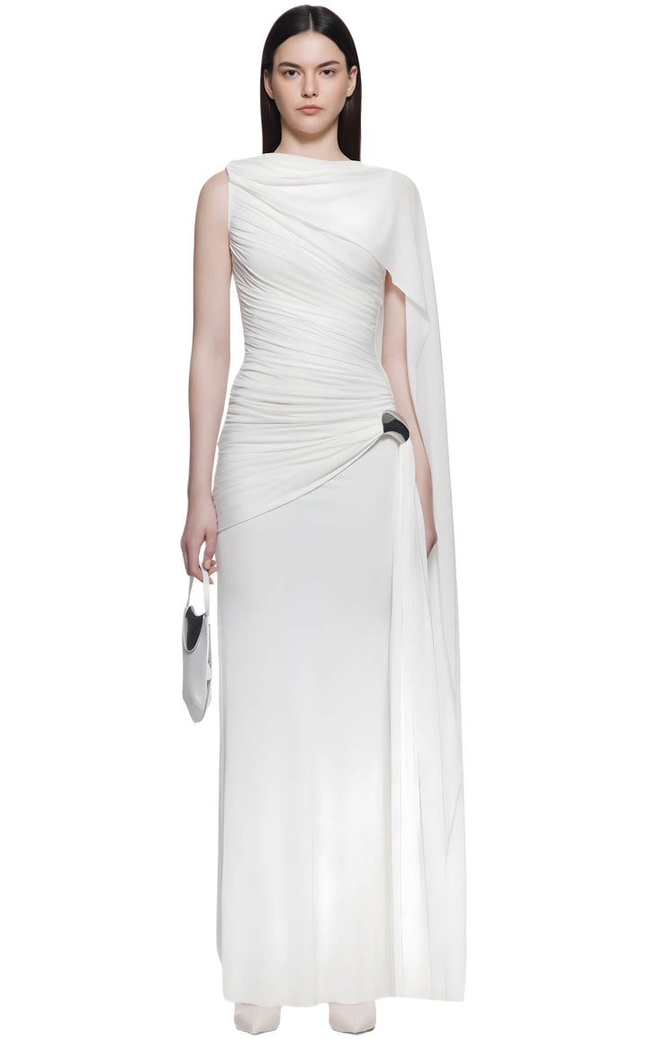 White Veil Draped Gown