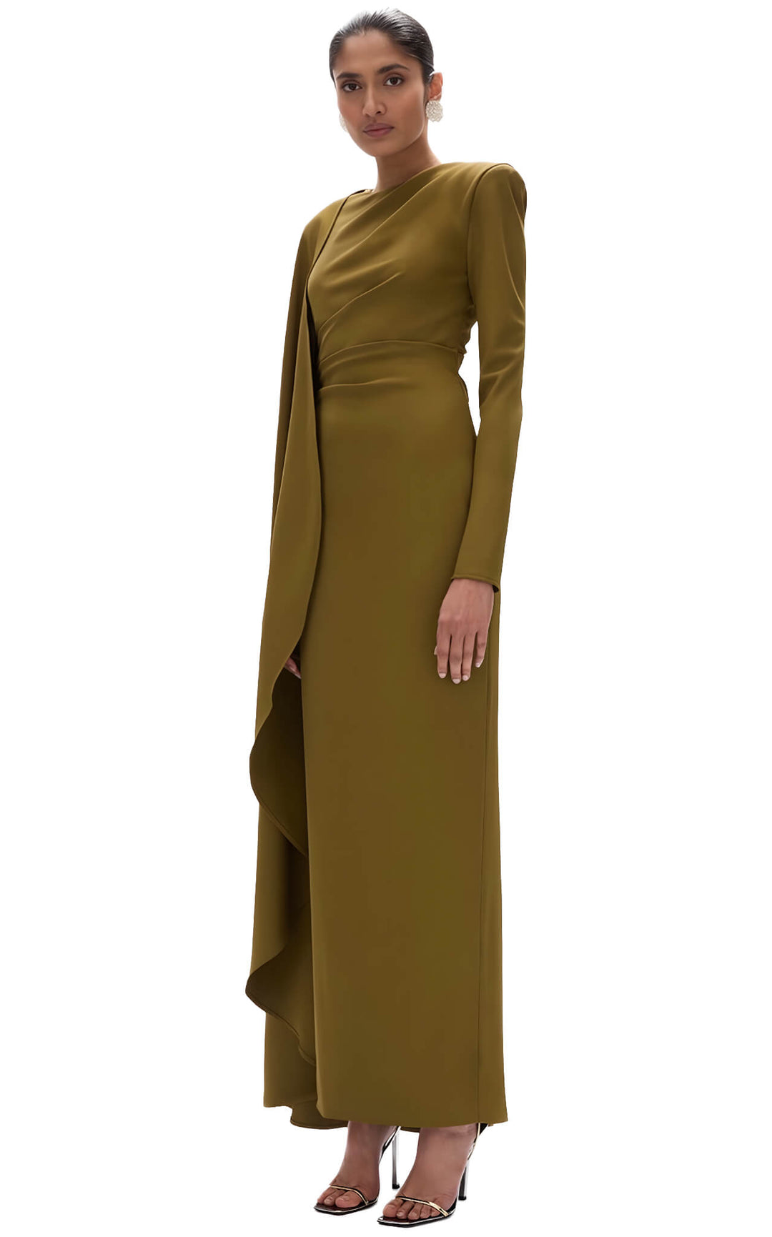 Asymmetric Draped Olive Gold