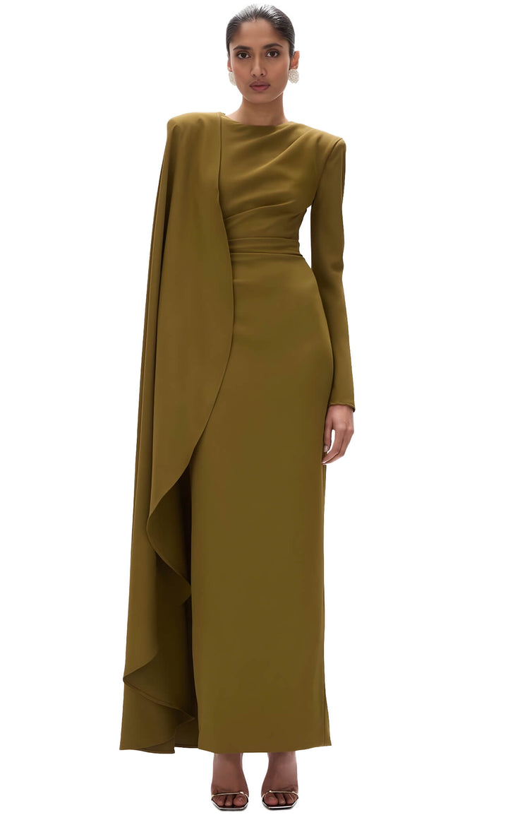 Asymmetric Draped Olive Gold